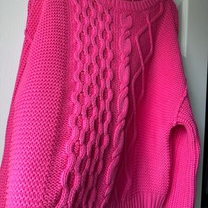 Free people size Small / cable knit cotton blend sweater in hibiscus highlight.